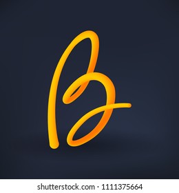 Typography of the letter B handwritten with volume