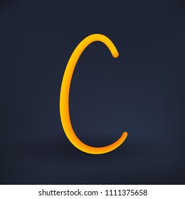 Typography of the letter C handwritten with volume