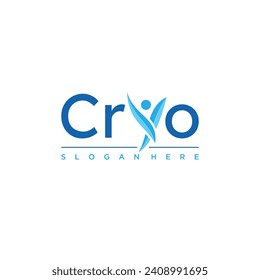 Letra tipográfica Diseño del logotipo vectorial Cryo para crioterapia. Ilustración del vector