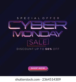 Typography letter Cyber Monday special offer template banner. Vector illustration