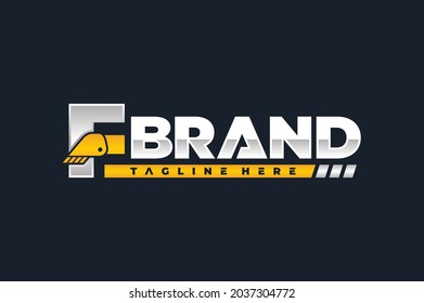 typography letter F excavator logo