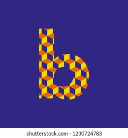 typography letter f lowercase with texture with three dimensional planes