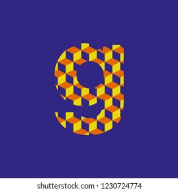 typography letter g lowercase with texture with three dimensional planes