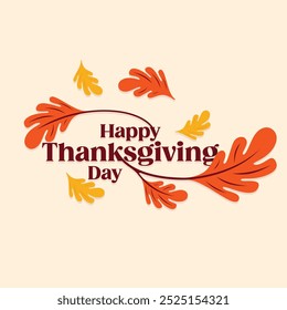 Typography letter Happy Thanksgiving Day template background. Vector illustration