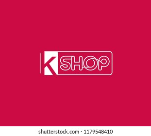 Typography Letter K SHOP Outline Shape Logotype