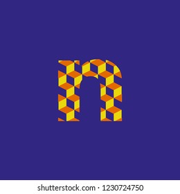 typography letter n lowercase with texture with three dimensional planes