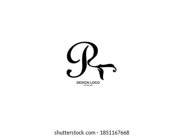 typography letter R flourishes shape black color logo