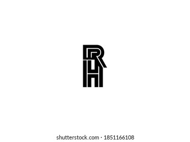 typography letter RH linked linear monogram design logo