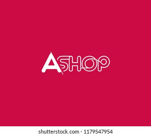 Typography Letter A SHOP Outline Shape Logotype