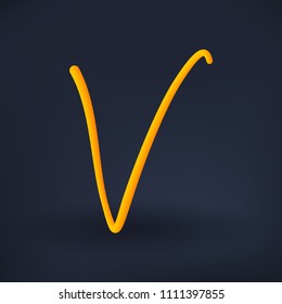 Typography of the letter V handwritten with volume