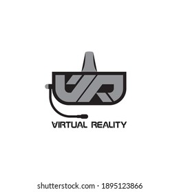 Tipografía de la letra VR en la forma de gafas para icono de realidad virtual o logotipo.