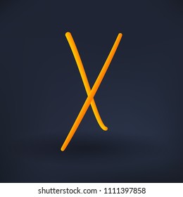 Typography of the letter X handwritten with volume