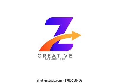 Típografía Letra Z Gradiente Color Link Swoosh Vector Logotipo
