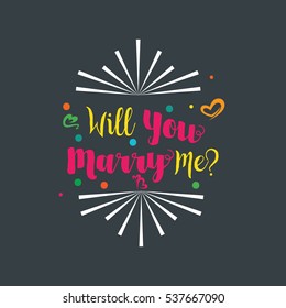 Typography Lettering Card Design With Text Will You Marry Me