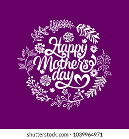 Typography and lettering with design elements and silhouettes for a happy mother's day