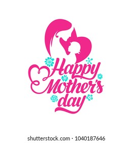 Typography and lettering with design elements and silhouettes for a happy mother's day