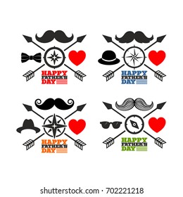 Typography and lettering with design elements and silhouettes for a happy father's day