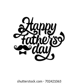 Typography and lettering with design elements and silhouettes for a happy father's day