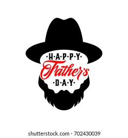 Typography and lettering with design elements and silhouettes for a happy father's day