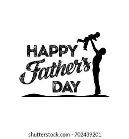 Typography and lettering with design elements and silhouettes for a happy father's day