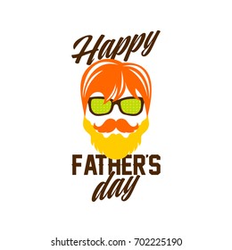 Typography and lettering with designer colored elements and silhouettes for a happy father's day
