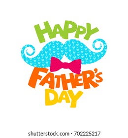 Typography and lettering with designer colored elements and silhouettes for a happy father's day