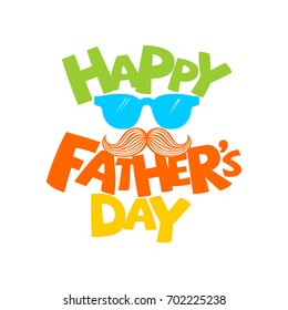 Typography and lettering with designer colored elements and silhouettes for a happy father's day