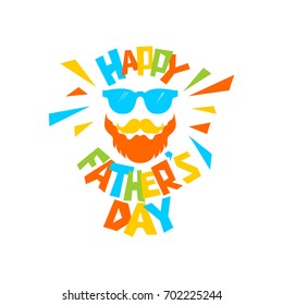 Typography and lettering with designer colored elements and silhouettes for a happy father's day