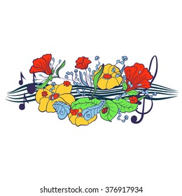 Typography lettering with flower elements on the background. 