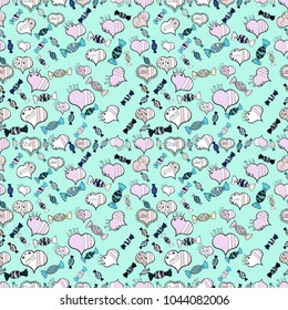 Typography lettering poster. Sketch designed loves heart. Vector heart. Valentine card love hearts. Seamless of neutral, white and black grunge hearts. Love design with cute elements.