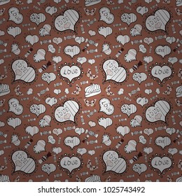 Typography lettering poster. Vector heart. Valentine card love hearts. Love design with cute elements. Sketch designed loves heart. Seamless of brown, white and black grunge hearts.