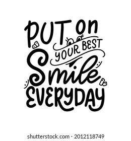 Typography Lettering Smile Quote Design Isolated Stock Vector (Royalty ...