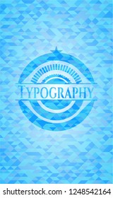 Typography light blue mosaic emblem