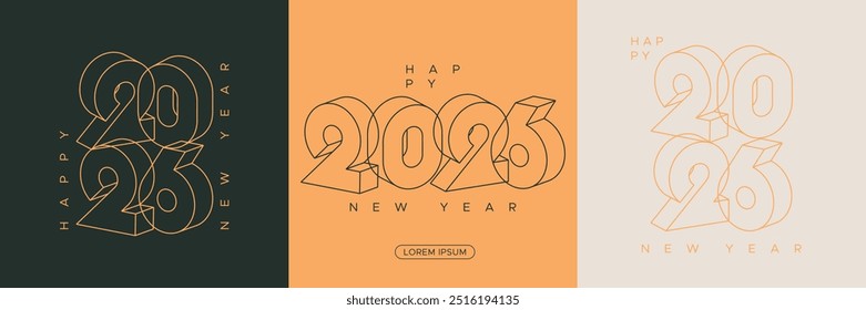 Typography line logo of 2026 new year celebration square template