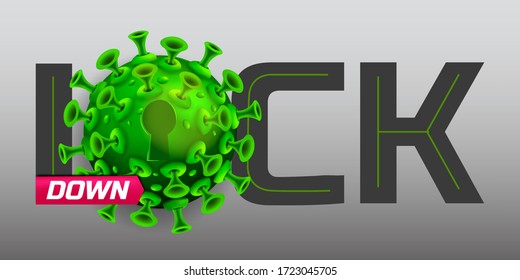 
typography Lock the green corona virus symbol vector