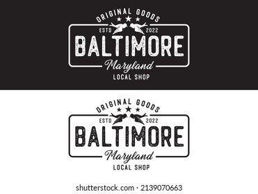 Typography Logo Baltimore Maryland Vector Illustration Template with Black White Color Elegant Design Good for Any Industry