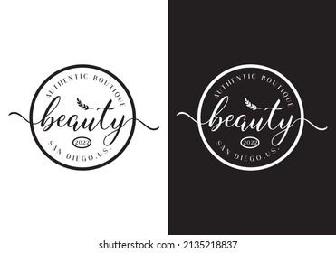 Logo de la tipografía Modelo de belleza Vector Ilustración Modelo de elegancia de color blanco negro bueno para cualquier industria