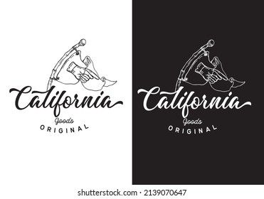 Plantilla de ilustración de vectores de California con logotipo de tipografía de color blanco negro de diseño elegante para cualquier industria