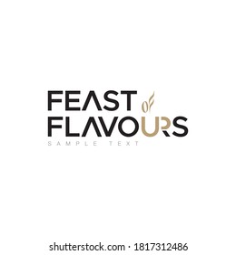 The typography logo of the coffee shop, which includes the name Feast of flavors