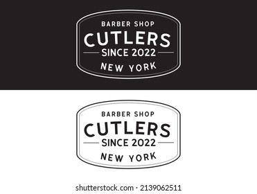 Typografie Logo Cutlers Barber Shop Vektor Illustration Vorlage mit schwarz-weiß Farbe Elegante Design gut für jede Branche