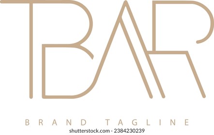 Typography Logo deisgn mark word TBAR  decently joining together all words and creating an impact of viewer. use commercialy and casully  for drinkable items