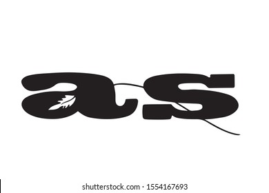 typography and AS logo design in black colors.