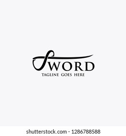 typography logo designs with unique sword