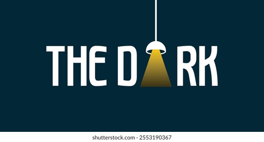 Typografie-Logo einer Lampe im Dunkeln