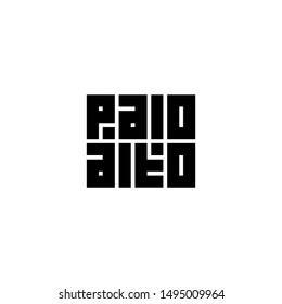 typography logo of Palo Alto. Palo Alto state 
, usa. Block code style.