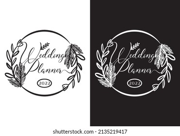 Typography Logo Plant Wedding Vector Illustration Template Black White Color Elegant Design Good for Any Industry
