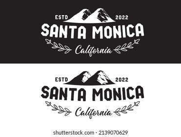 Typografisches Logo Santa Monica Vektorgrafik-Vorlage mit schwarz-weißem, elegantem Design, gut für jede Branche