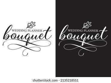 Typografisches Logo Hochzeitsplaner Vektorgrafik Vorlage Schwarz Weiße Farbe Elegante Design gut für jede Branche