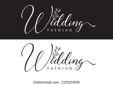 Typography Logo Wedding Vector Illustration Template Black White Color Elegant Design Good for Any Industry