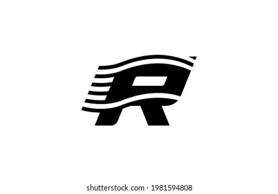 Typography Logogram Letter R Stripes Wavy